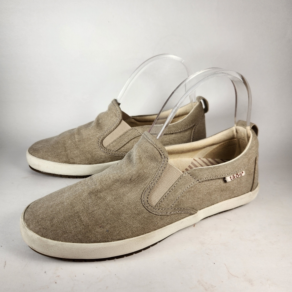 TAOS Women's Dandy Slip On Shoe Size 7.5 Tan Oatmeal Wash Loafer Comfort Casual